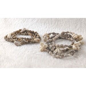Lot‎ of 2 Shell Necklaces Cowrie Seashell Boho Beach Layered Statement